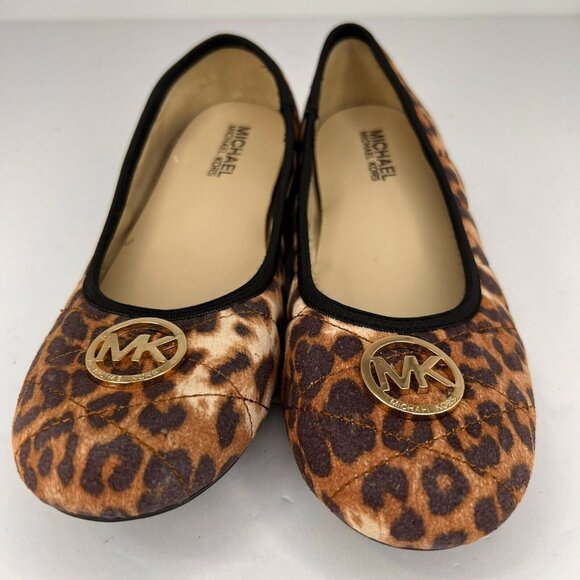 Michael Kors Womens Brown Faye Cheetah Calf Hair Slip-On Size 5 Ballet Flats - Picture 3 of 11